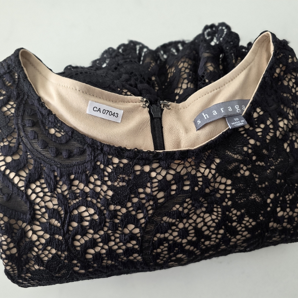 Sharagano Black Lace Dress